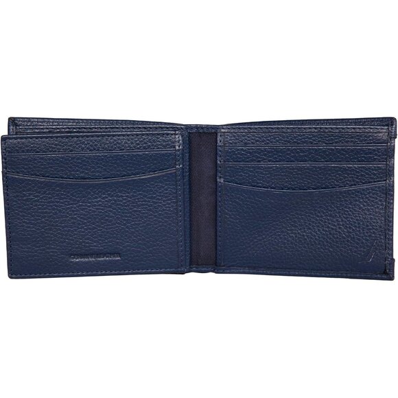 Nautica Men's Bifold Leather Wallet RFID Blocking ID Window Navy Card Slots - Picture 3 of 7
